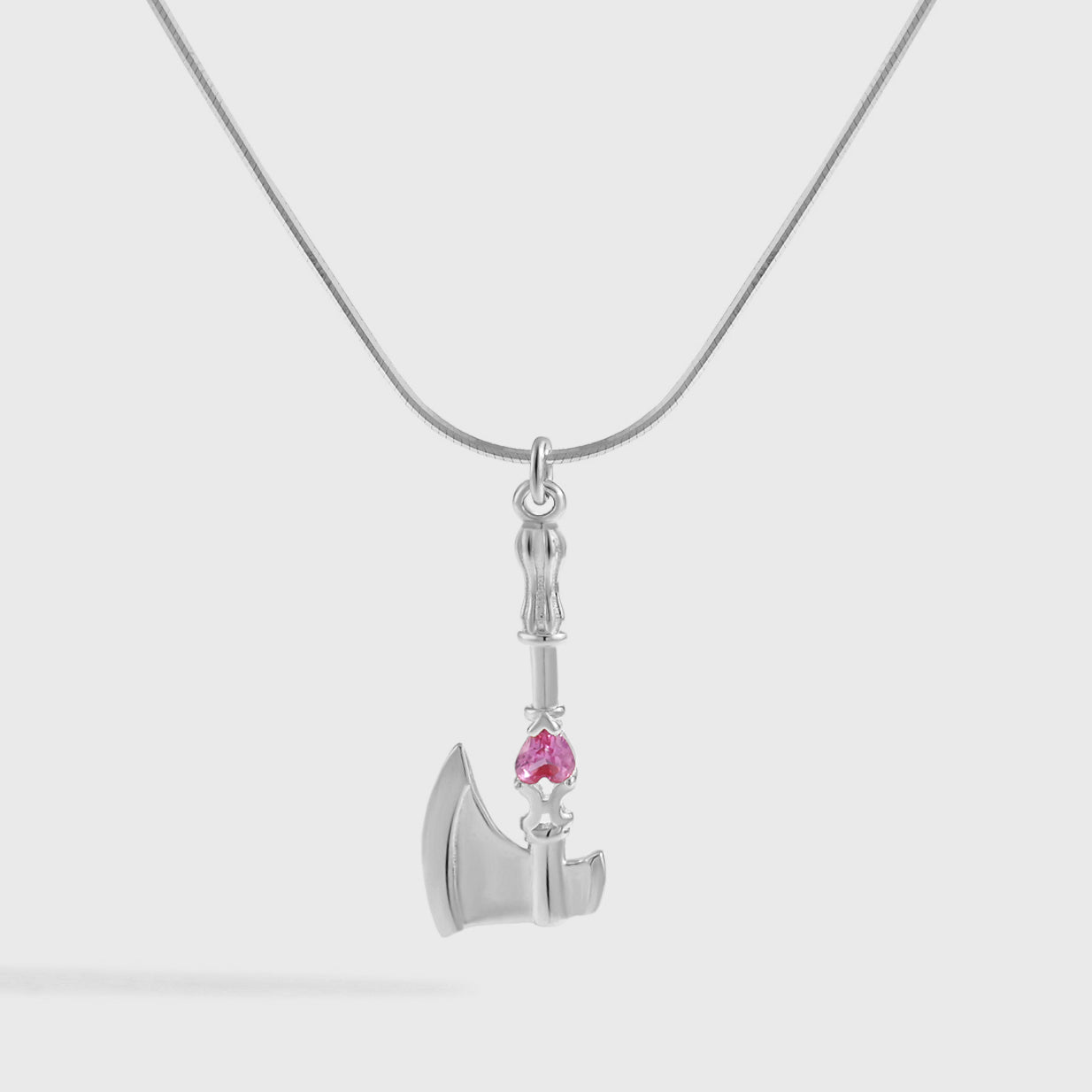 Collier en Argent Hache avec Zirconium Rose - Domaine d'Argent