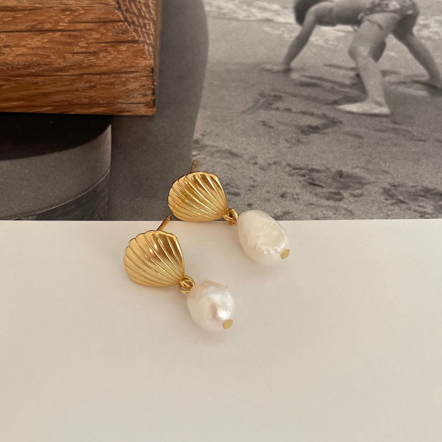 Boucles d'Oreilles Perle & Coquillage - Domaine d'Argent