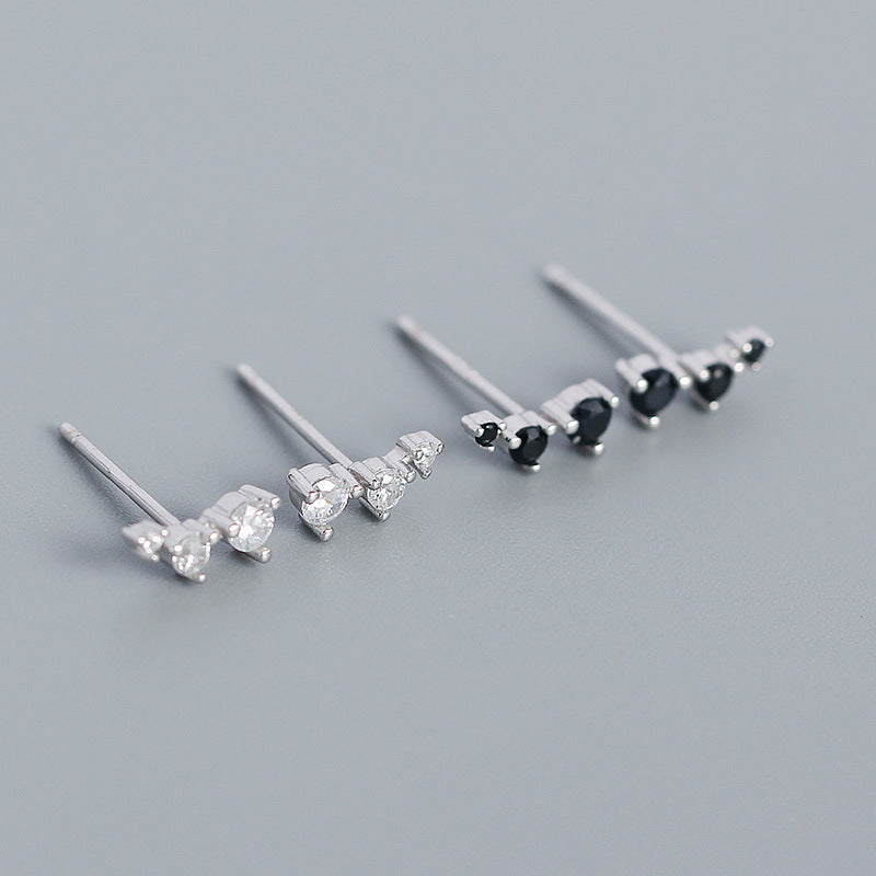 Clous d'oreilles en Argent Lignes avec Zircon - Domaine d'Argent