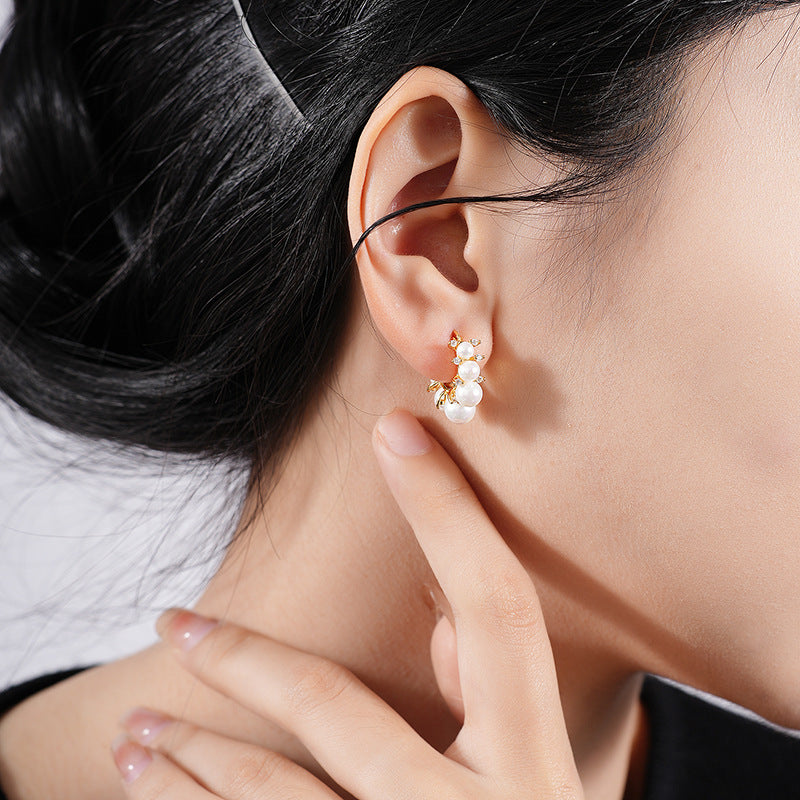 Boucles d'oreilles en Argent Hoop avec Perle - Domaine d'Argent