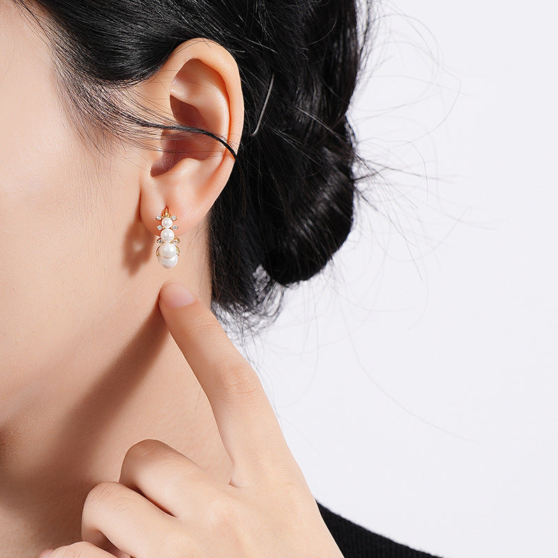 Boucles d'oreilles en Argent Hoop avec Perle - Domaine d'Argent