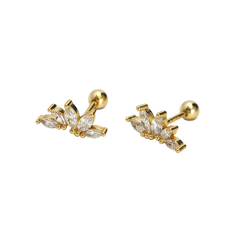 Clous d'oreilles en Argent Couronne avec Zircon - Domaine d'Argent