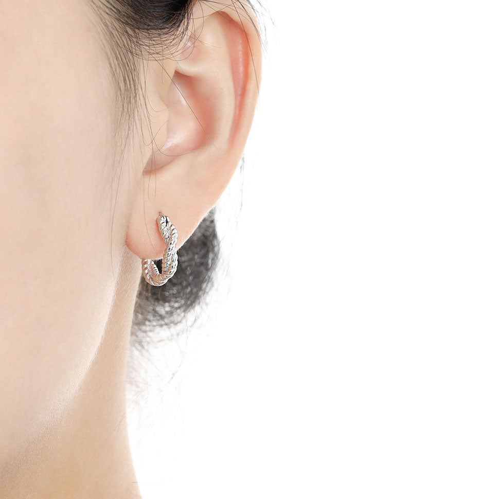 Boucles d'oreilles en Argent Croix Torsadée - Domaine d'Argent