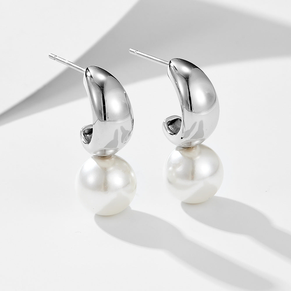 Clous d'oreilles Perles Créées en C - Domaine d'Argent