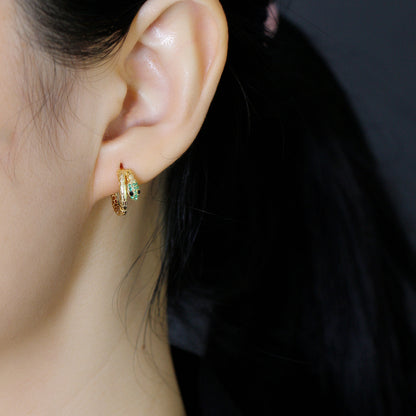 Boucles d'oreilles en Argent Serpent Vert avec Zircon - Domaine d'Argent