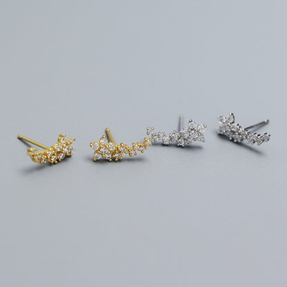 Clous d'oreilles en Argent Fleurs Miniatures avec Zircon - Domaine d'Argent