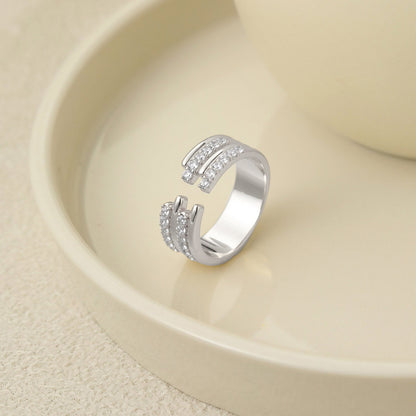 Bague Ajustable en Argent avec Zircons Cubiques - Domaine d'Argent