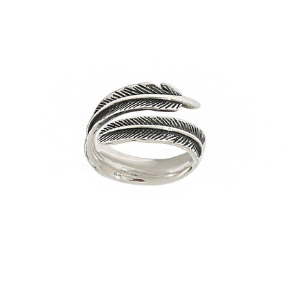 Bague Plume Vintage Ajustable en Argent - Domaine d'Argent