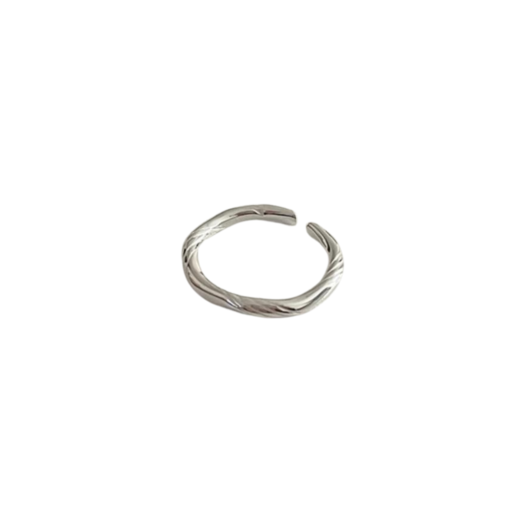 Bague en Argent Ligne Torsadée Ajustable - Domaine d'Argent