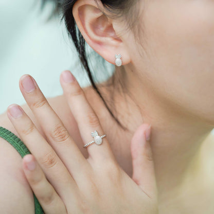 Boucles d'Oreilles Ananas Exotiques - Domaine d'Argent