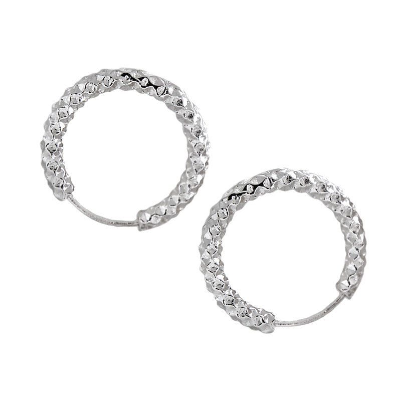 Boucles d'Oreilles Hoop Huggie Sertie - Domaine d'Argent