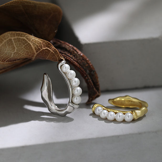 Boucles d'Oreilles Sertie de Perles de Nacre - Domaine d'Argent