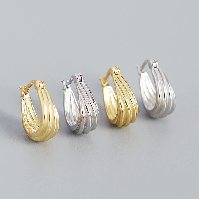 Boucles d'Oreilles Triple Couche en Argent - Domaine d'Argent