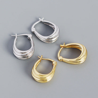 Boucles d'Oreilles Triple Couche en Argent - Domaine d'Argent