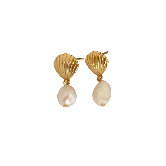 Boucles d'Oreilles Perle & Coquillage - Domaine d'Argent