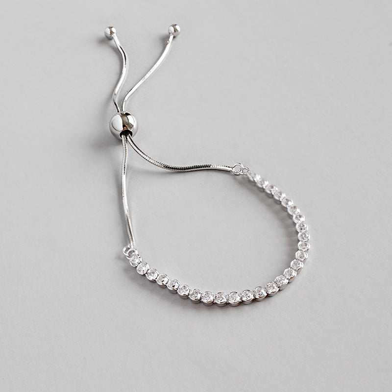 Bracelet Ajustable Simple en Perles de Zircon - Domaine d'Argent