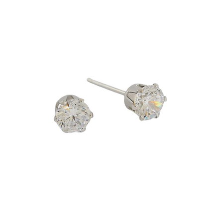 Clous d'Oreilles Simple Pierre de Zircon Cubique - Domaine d'Argent