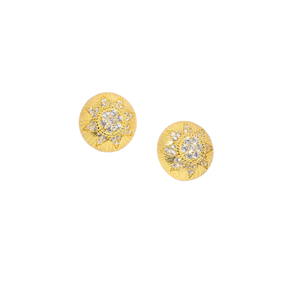 Clous d'oreilles en Argent Bouclier Solaire avec Zircon - Domaine d'Argent