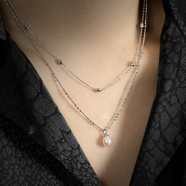 Collier Pendentif Perle Solitaire - Domaine d'Argent