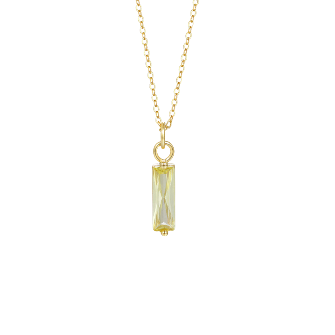 Collier en Argent Avec Zirconium Baguette Jaune Violet - Domaine d'Argent