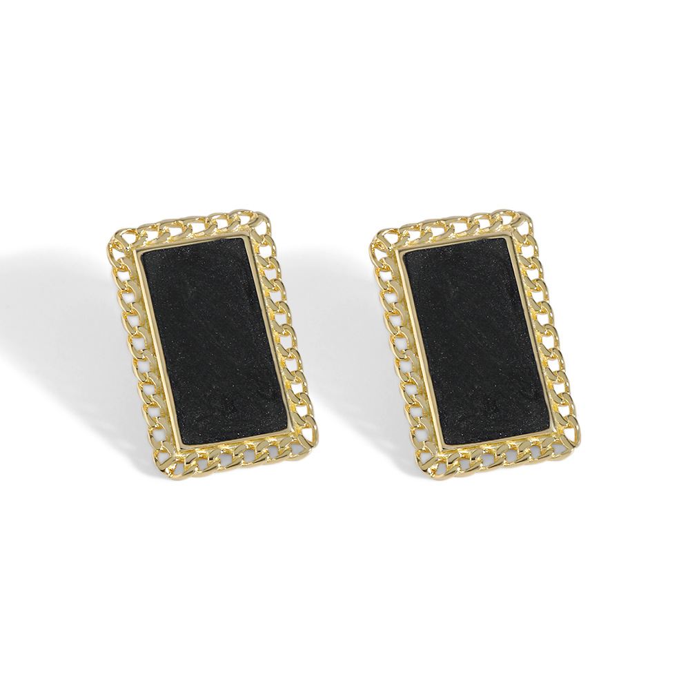 Boucles d'oreilles en Argent Rectangle Epoxy - Domaine d'Argent