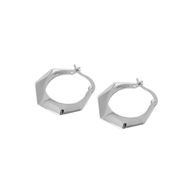 Boucles d'Oreilles Créoles Hexagone - Domaine d'Argent