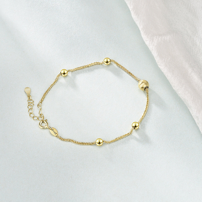 Bracelet avec Perles Dorées et Argent Plaqué Or - Domaine d'Argent