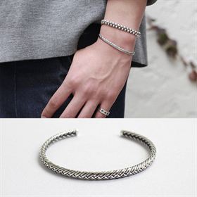 Bracelet en Argent Tissé Ajustable - Domaine d'Argent