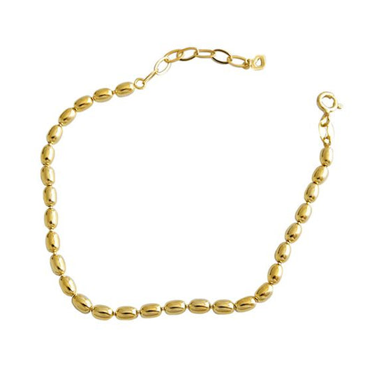 Bracelet Simple à Perles Ovales - Domaine d'Argent