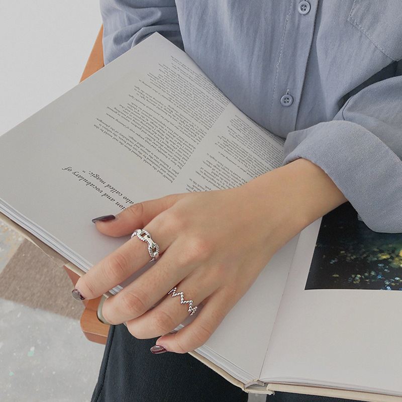 Bague Ajustable Torsadée en Chaîne Creuse - Domaine d'Argent