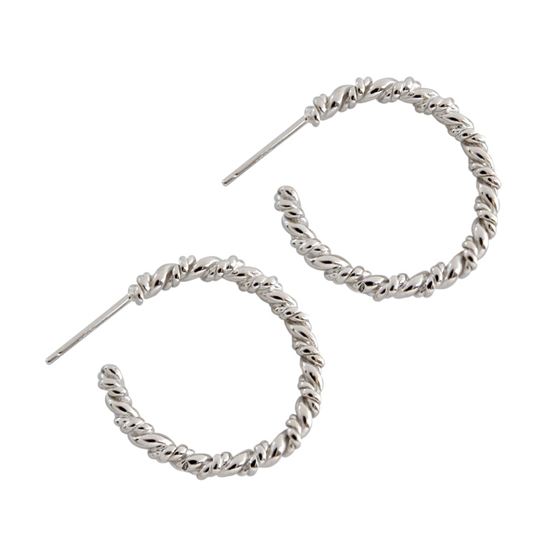 Boucles d'Oreilles Créoles Fines Torsades - Domaine d'Argent