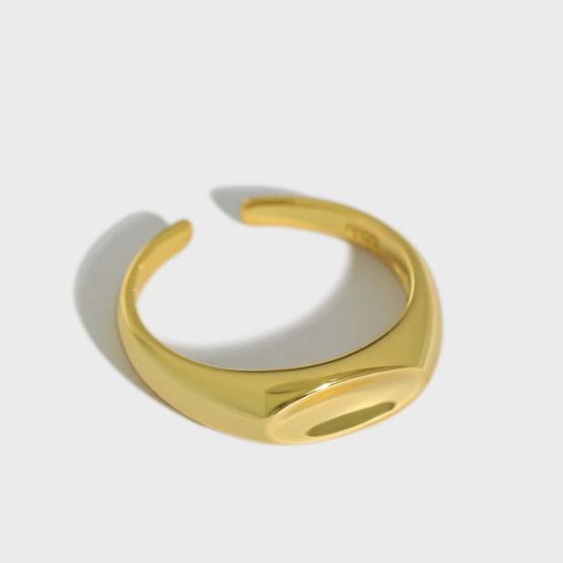 Bague Ajustable Arc Géométrique Minimaliste en Argent - Domaine d'Argent