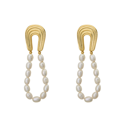 Boucles d'oreilles en Argent U Perlées avec Perles Naturelles - Domaine d'Argent